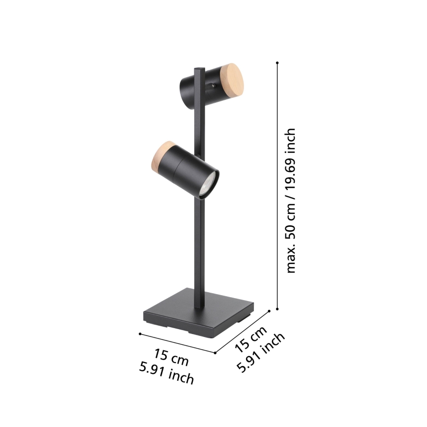 Eglo - LED bordlampe 2xGU10/4,5W/230V 3000K sort/brun