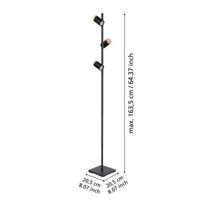 Eglo - LED gulvlampe 3xGU10/4,5W/230V 3000K sort/brun