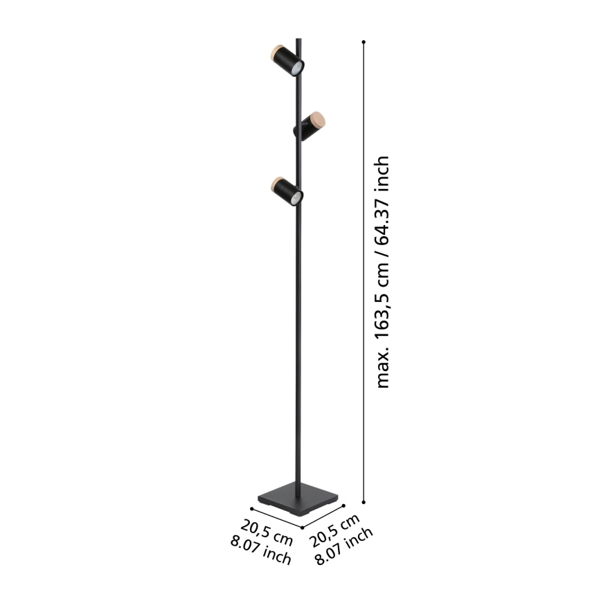 Eglo - LED gulvlampe 3xGU10/4,5W/230V 3000K sort/brun