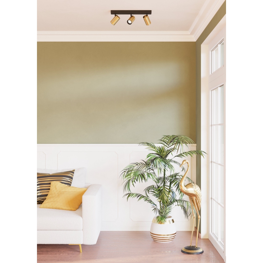 Eglo - LED spotlampe 3xGU10/4,5W/230V 3000K sort/guldfarvet