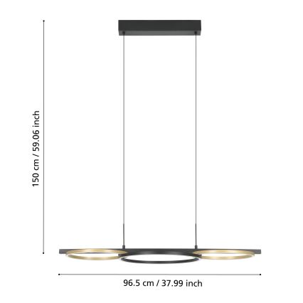 Eglo - LED pendel dæmpbar 2xLED/12,5W/230V + LED/15,5W 3000K sort