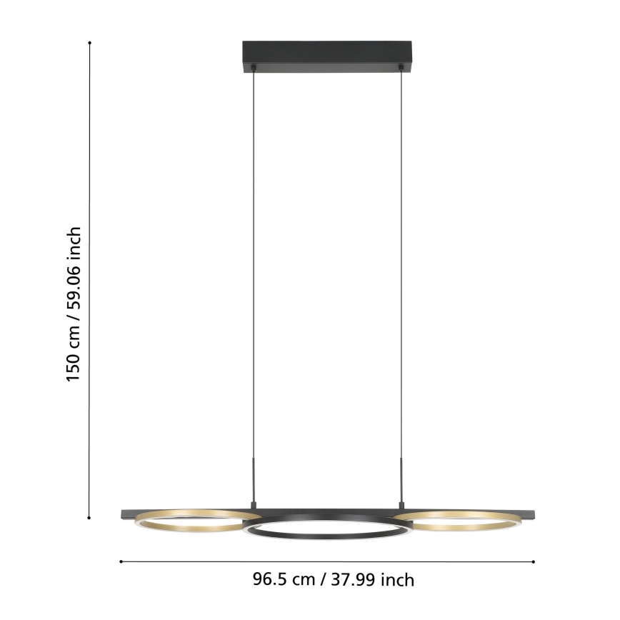 Eglo - LED pendel dæmpbar 2xLED/12,5W/230V + LED/15,5W 3000K sort