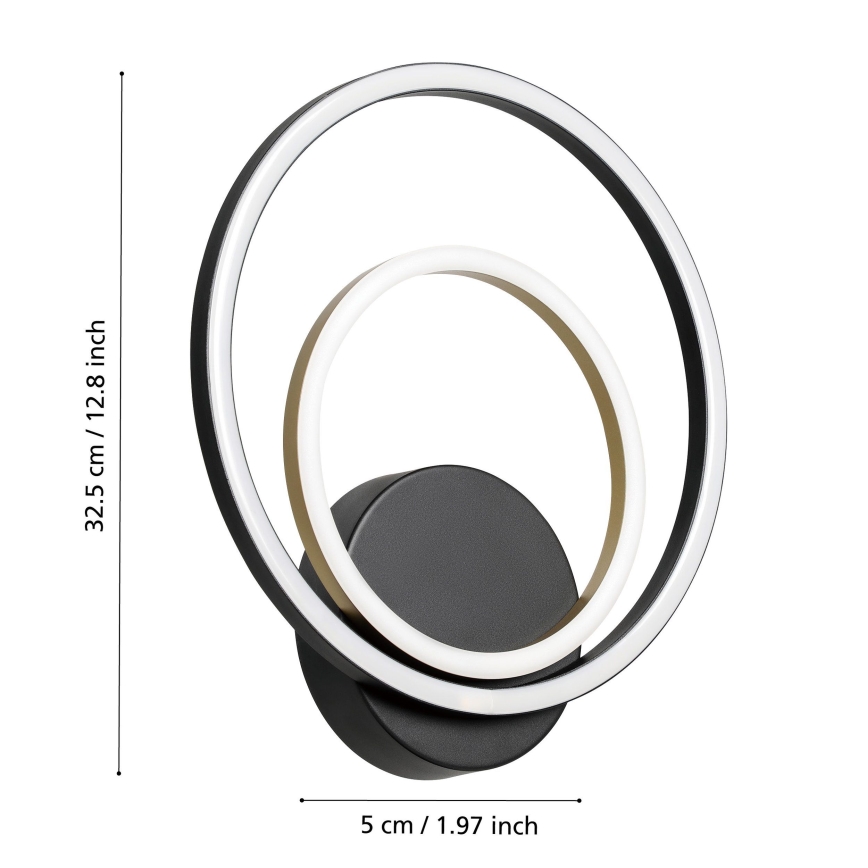 Eglo - LED væglampe LED/12W/230V 3000K + 4xLED/2,1W 3000K sort
