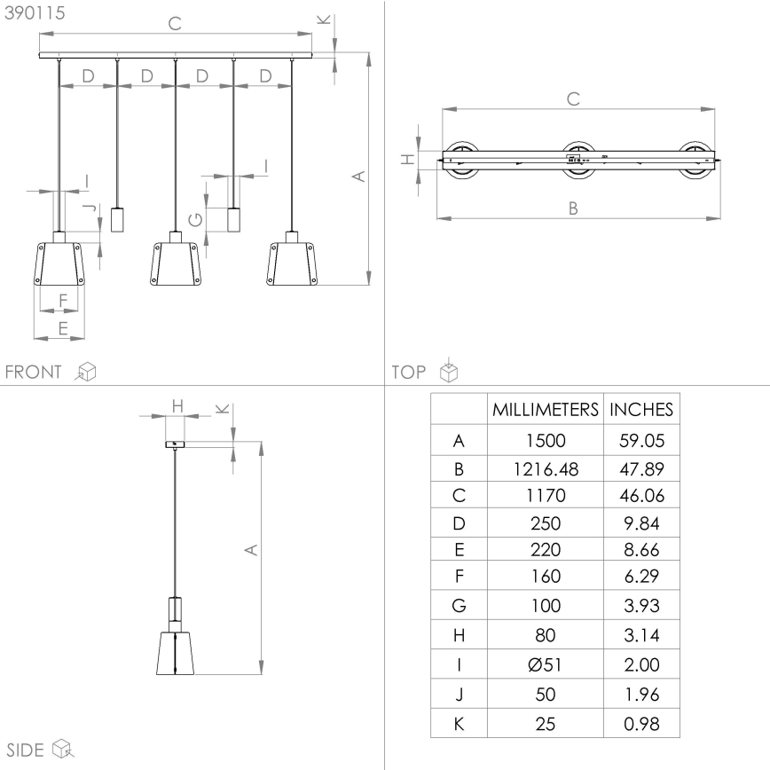 Eglo - Pendel 5xE27/40W/230V sort/guldfarvet