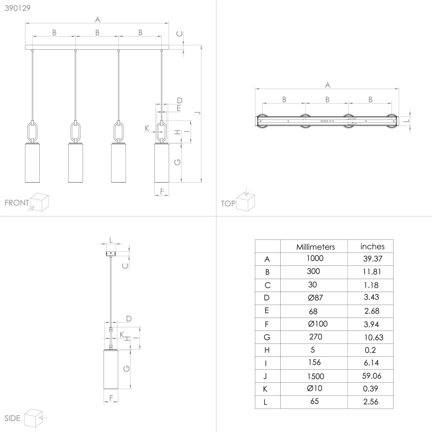 Eglo - Pendel 4xE27/40W/230V skinnende krom