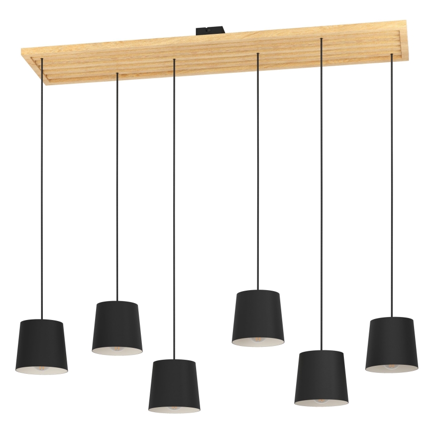 Eglo - Pendel 6xE27/40W/230V sort/brun