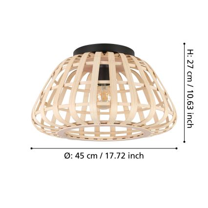 Eglo - Loftlampe 1xE27/40W/230V bambus