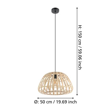 Eglo - Pendel 1xE27/40W/230V diameter 50 cm bambus
