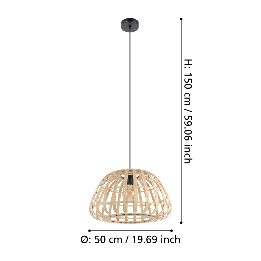 Eglo - Pendel 1xE27/40W/230V diameter 50 cm bambus