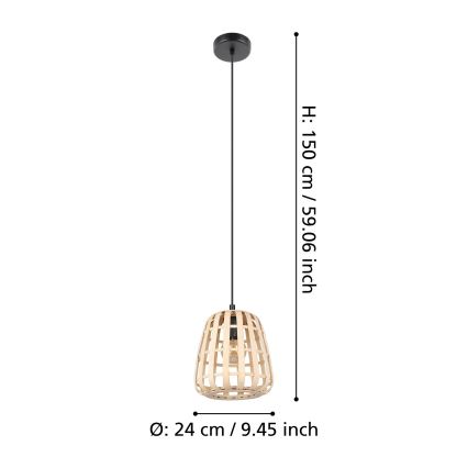 Eglo - Pendel 1xE27/40W/230V diameter 24 cm bambus
