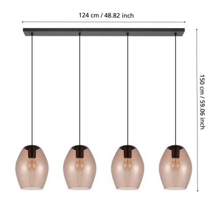 Eglo - Pendel 4xE27/40W/230V brun