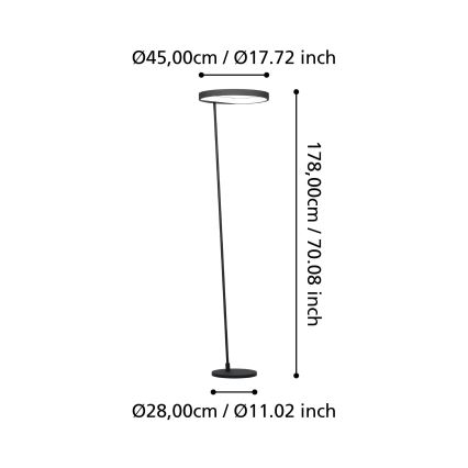 Eglo - LED gulvlampe dæmpbar LED/23W/230V 3000K sort