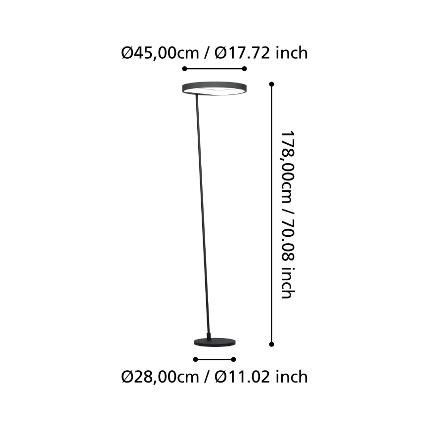 Eglo - LED gulvlampe dæmpbar LED/23W/230V 3000K sort