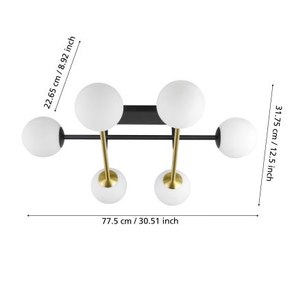 Eglo - Loftlampe 6xE14/40W/230V guldfarvet/sort