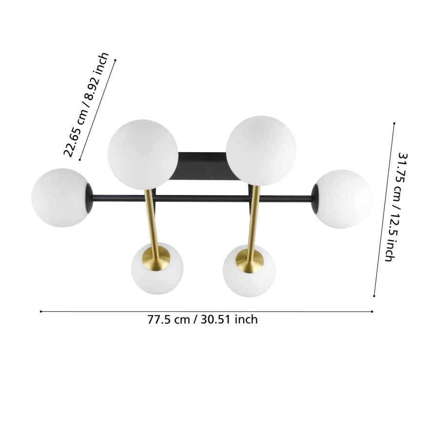 Eglo - Loftlampe 6xE14/40W/230V guldfarvet/sort