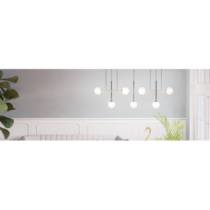 Eglo - Pendel 7xE14/40W/230V guldfarvet/sort
