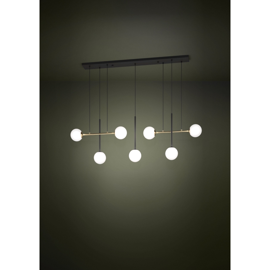 Eglo - Pendel 7xE14/40W/230V guldfarvet/sort