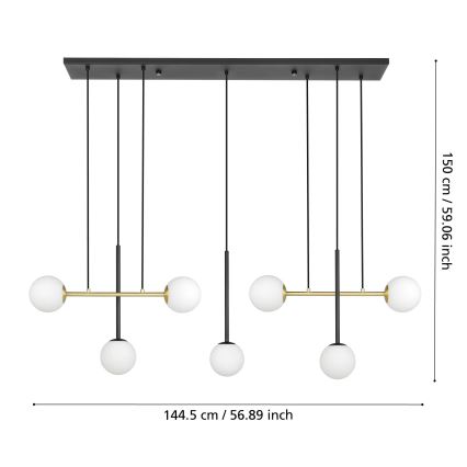Eglo - Pendel 7xE14/40W/230V guldfarvet/sort