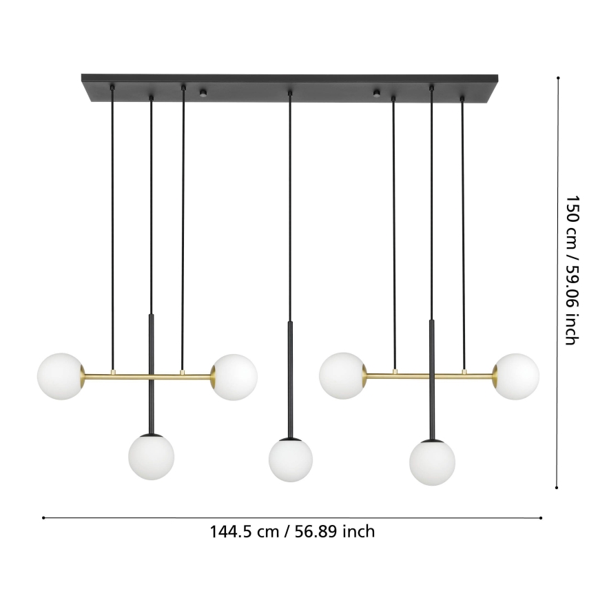 Eglo - Pendel 7xE14/40W/230V guldfarvet/sort