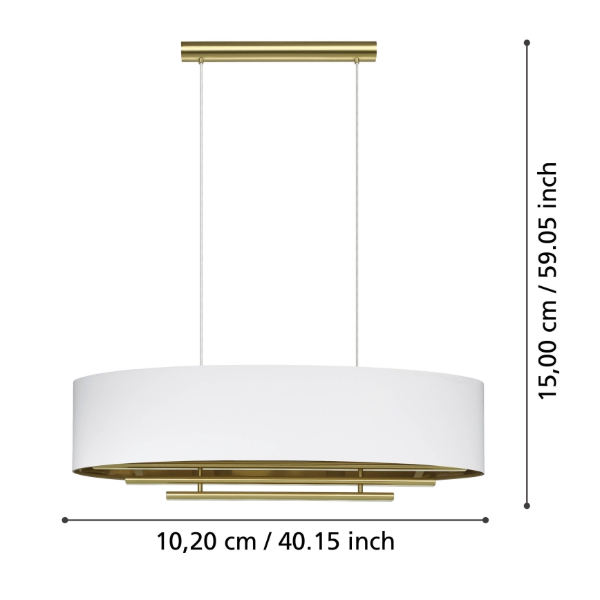 Eglo - Pendel 4xE27/40W/230V hvid/guldfarvet