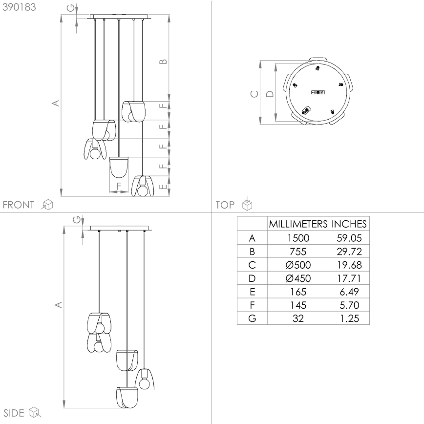 Eglo - Pendel 5xE27/40W/230V sort/guldfarvet