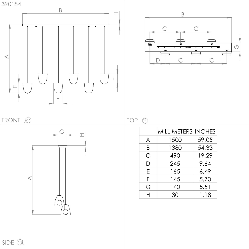 Eglo - Pendel 6xE27/40W/230V sort/guldfarvet