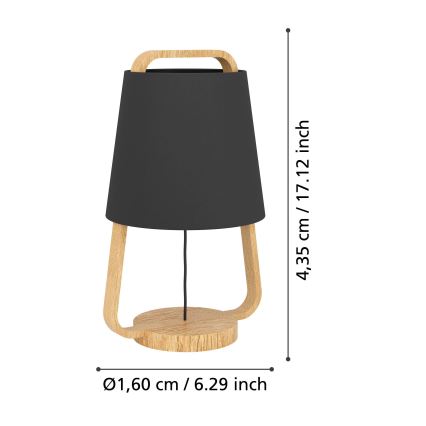 Eglo - Bordlampe 1xE27/40W/230V sort