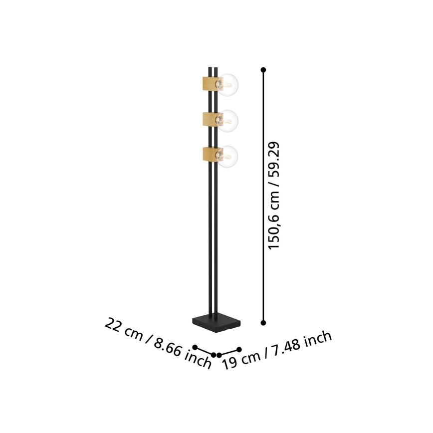 Eglo - Gulvlampe 3xE27/40W/230V sort/brun