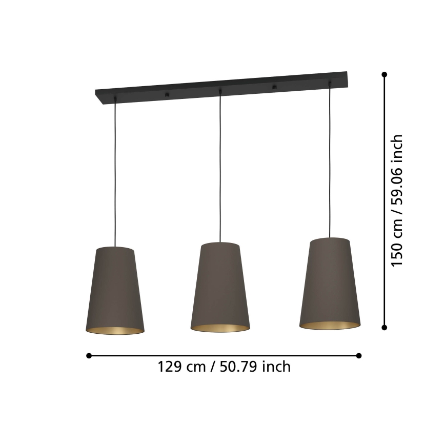 Eglo - Pendel 3xE27/40W/230V brun