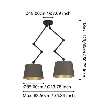 Eglo - Pendellampe 2xE27/40W/230V brun