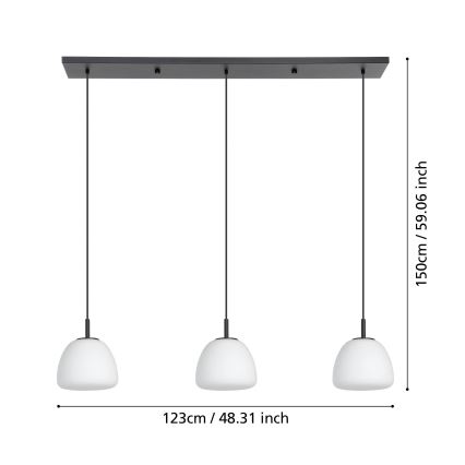 Eglo - Pendel 3xE27/40W/230V sort