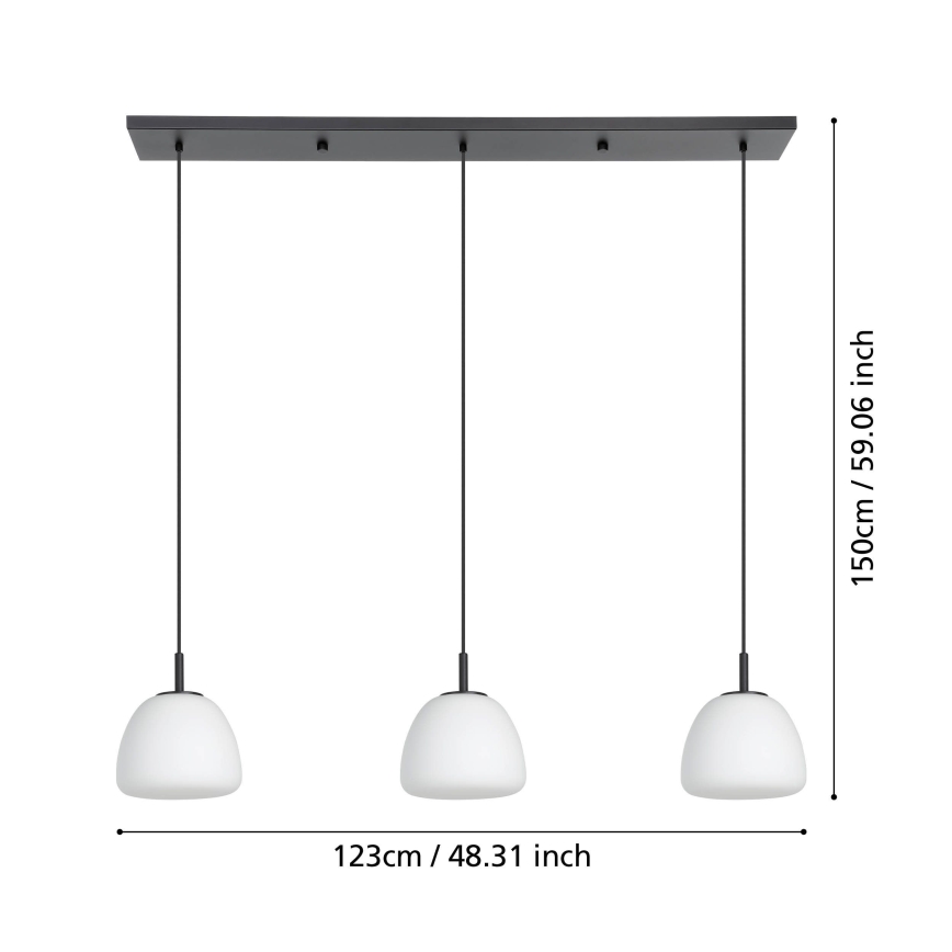 Eglo - Pendel 3xE27/40W/230V sort