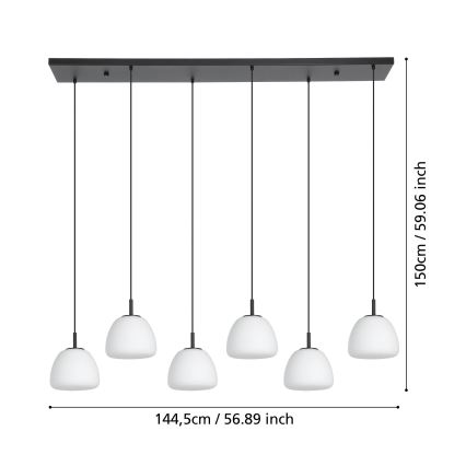 Eglo - Pendel 6xE27/40W/230V sort