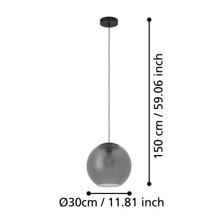 Eglo - Pendel 1xE27/40W/230V røget