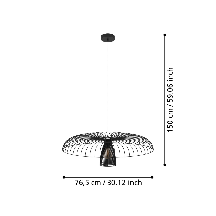 Eglo - Pendel 1xE27/60W/230V diameter 77 cm sort