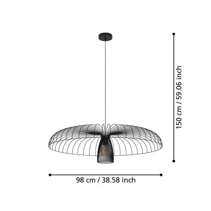 Eglo - Pendel 1xE27/60W/230V diameter 98,5 cm sort