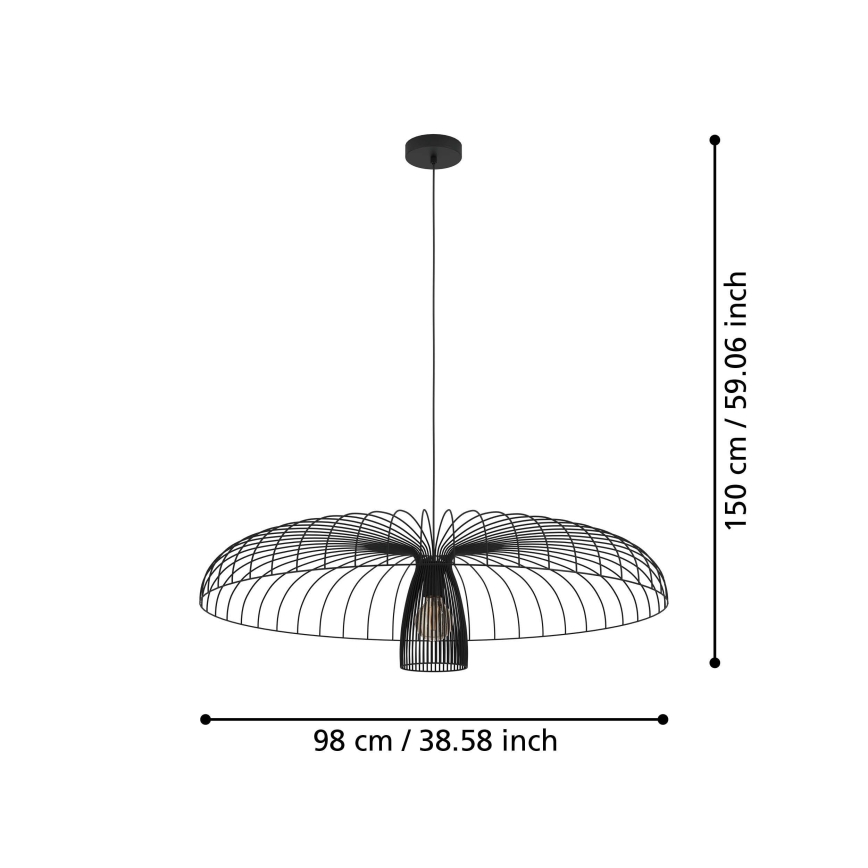Eglo - Pendel 1xE27/60W/230V diameter 98,5 cm sort
