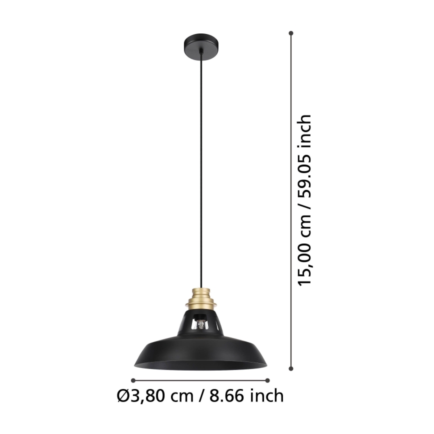Eglo - Pendel 1xE27/40W/230V sort/guldfarvet