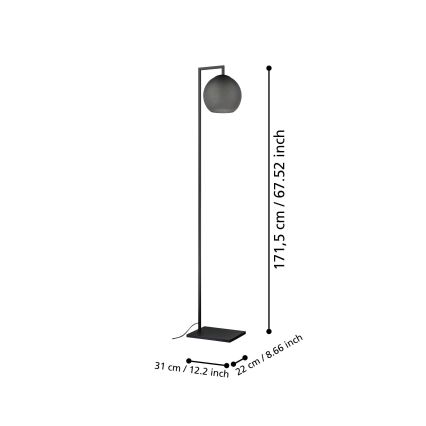 Eglo - Gulvlampe 1xE27/40W/230V røget