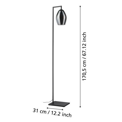 Eglo - Gulvlampe 1xE27/40W/230V røget