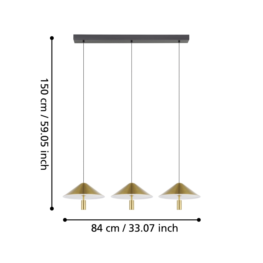 Eglo - LED pendel dæmpbar 3xLED/12W/230V 3000K guldfarvet