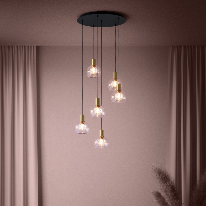 Eglo 390279 - LED pendel dæmpbar 6xLED/5,4W/230V 3000K diameter 54 cm guldfarvet