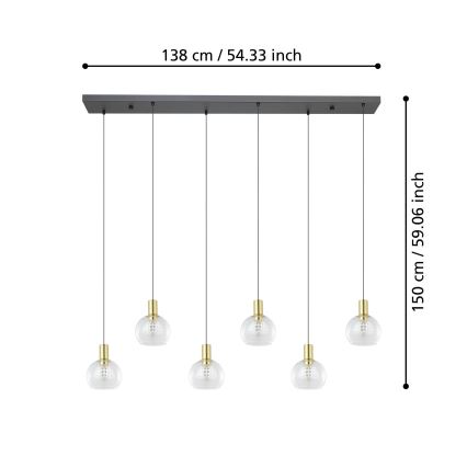 Eglo - LED pendel dæmpbar 6xLED/5,4W/230V 3000K guldfarvet