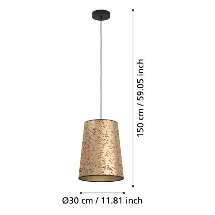 Eglo - Pendel 1xE27/25W/230V guldfarvet/lyserød