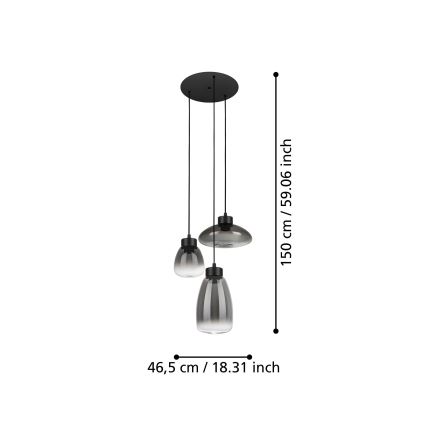 Eglo - LED pendel dæmpbar 3xLED/5,4W/230V 2700K røget