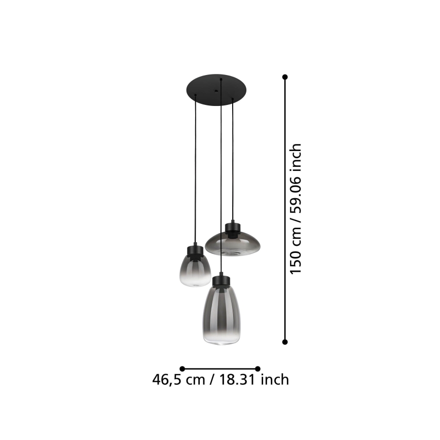 Eglo - LED pendel dæmpbar 3xLED/5,4W/230V 2700K røget