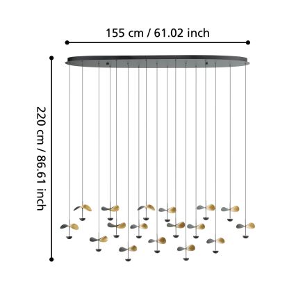 Eglo - LED pendel dæmpbar 17xLED/2,3W/230V 3000K