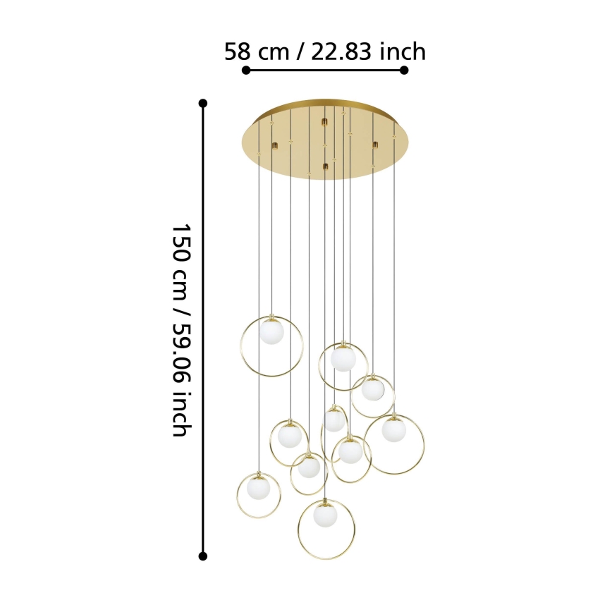 Eglo - LED pendel dæmpbar 10xLED/3W/230V 3000K diameter 58 cm guldfarvet