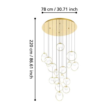 Eglo - LED pendel dæmpbar 17xLED/3W/230V 3000K diameter 78 cm guldfarvet
