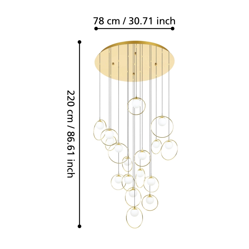Eglo - LED pendel dæmpbar 17xLED/3W/230V 3000K diameter 78 cm guldfarvet